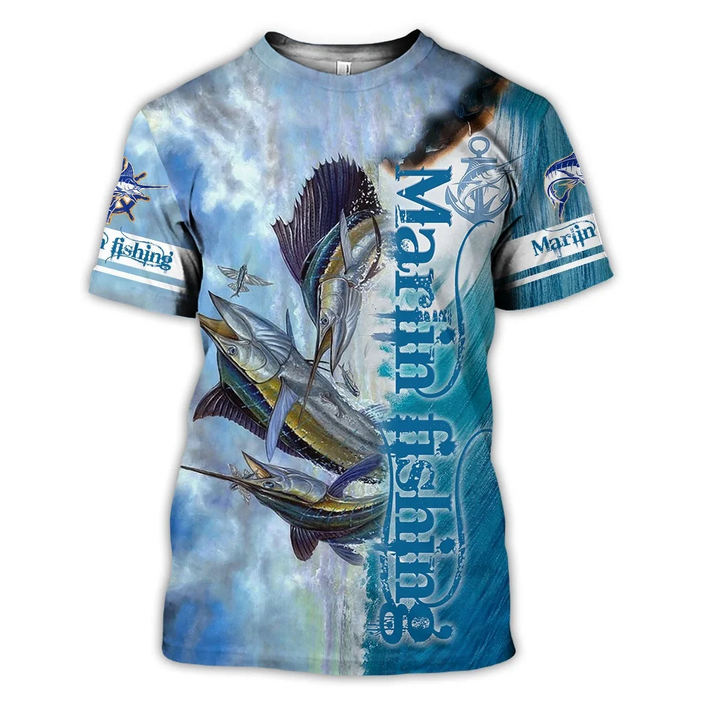 Camiseta de pesca manga corta con estampado 3D de lubina para hombre - imagen 4