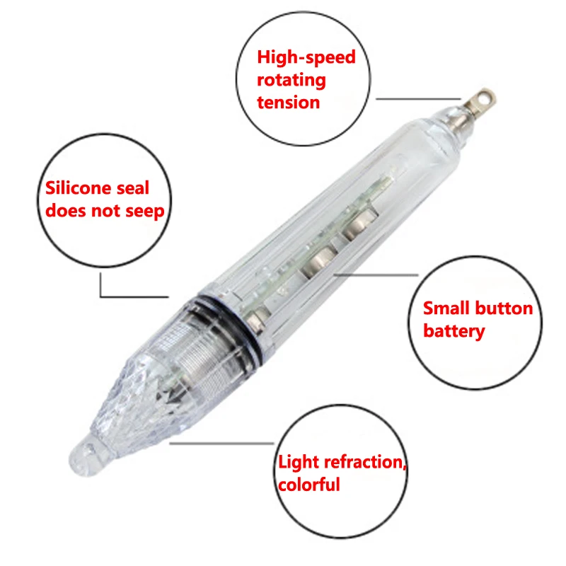 Aparejos de pesca nocturna para agua salada, lámpara LED subacuática para recolección de luz, señuelo de pesca de calamar, 5 colores, 12cm 17cm, 1 ud. - imagen 5