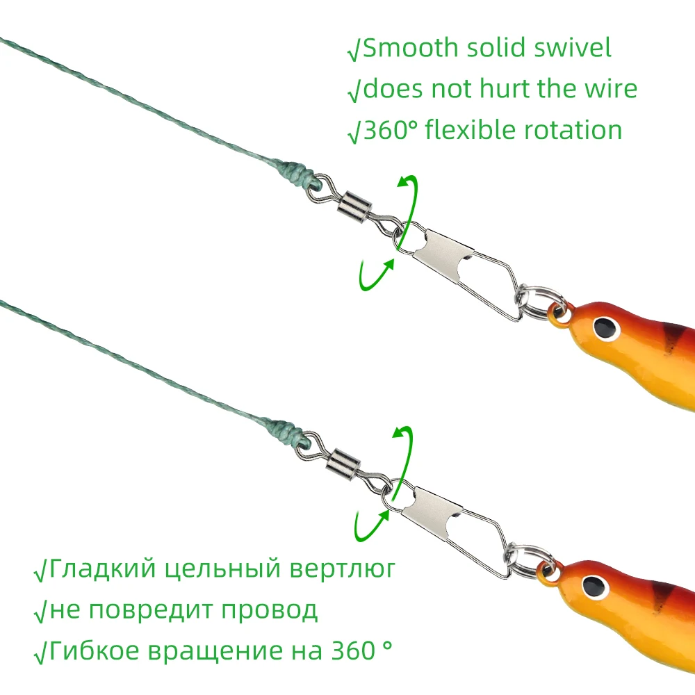 DNDYUJU 50 Uds barril de latón giratorios de pesca anillos sólidos conector de clavija de pesca con conector de pesca a presión de enclavamiento - imagen 4