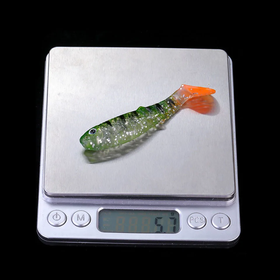 WALK FISH-señuelos artificiales blandos, cebos de pesca, cebo de silicona, cola en T, Wobblers, 80mm, 5,7G, lote de 4 unidades - imagen 4
