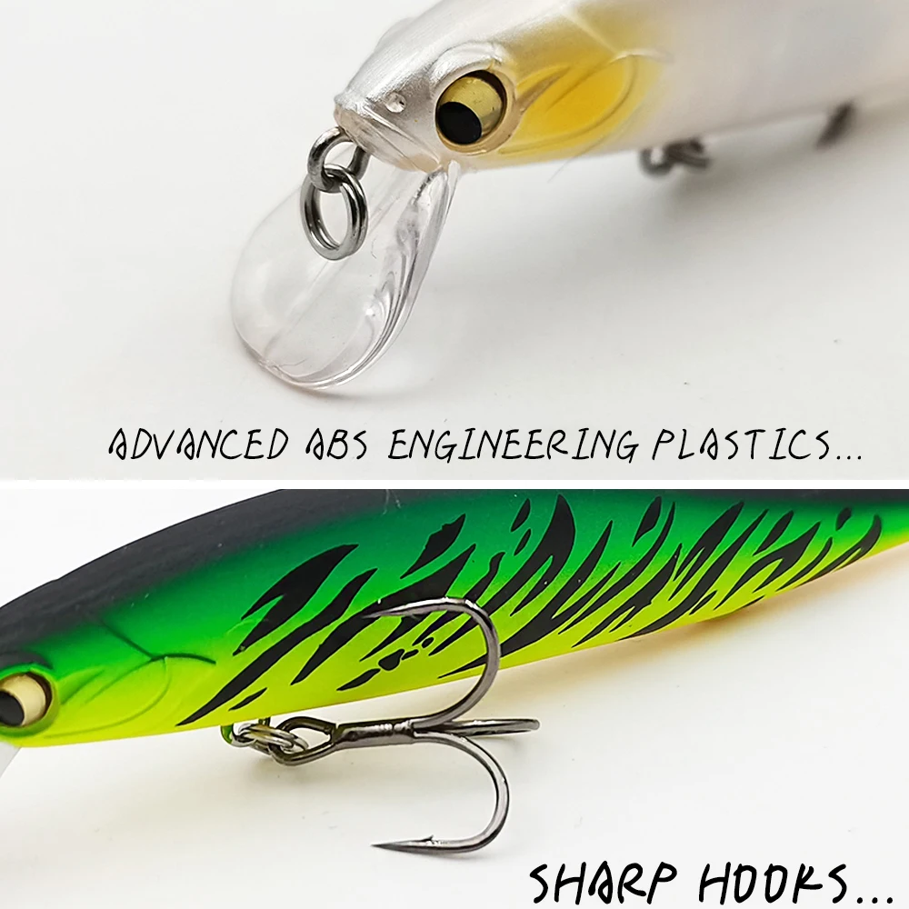 Thetime AS105 14g cebos de pesca de pececillo que se hunden 105mm Pike Artificial Wobblers lubina trucha Jerkbaits señuelo con anzuelos triples fuertes - imagen 3