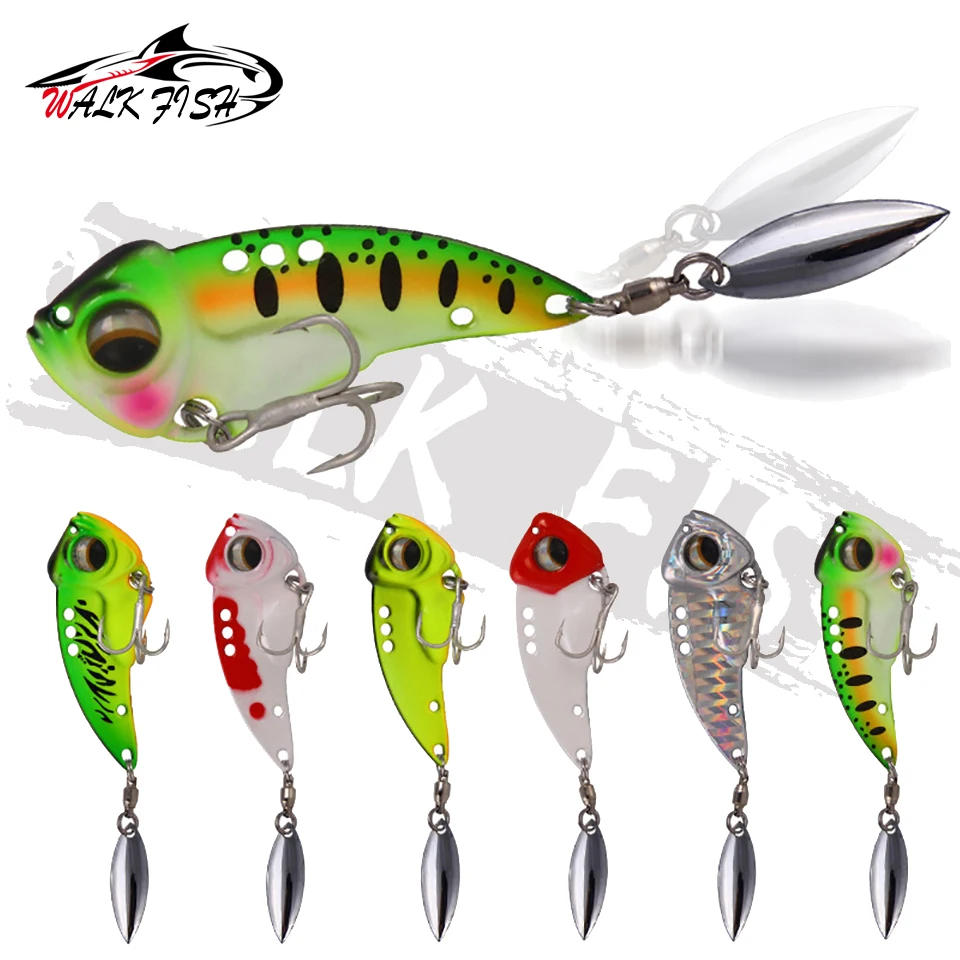 Caminar peces 1 uds/4,5/5,5/6cm 3D los ojos de Metal Vib pala señuelo se hunde vibración cebos artificiales vibra para bajo Pike perca pesca - imagen 2