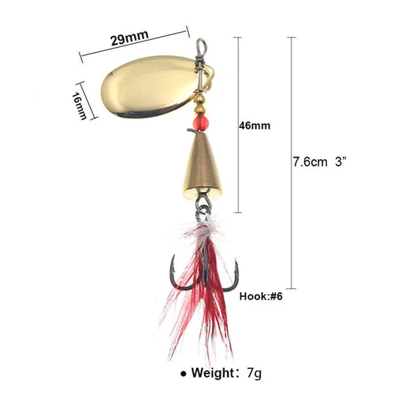 Señuelos de Pesca giratorios, anzuelos triples de plumas, anzuelos artísticos, Wobblers de Metal, aparejos de Lucio, 5g, 7g, 1 unidad - imagen 2
