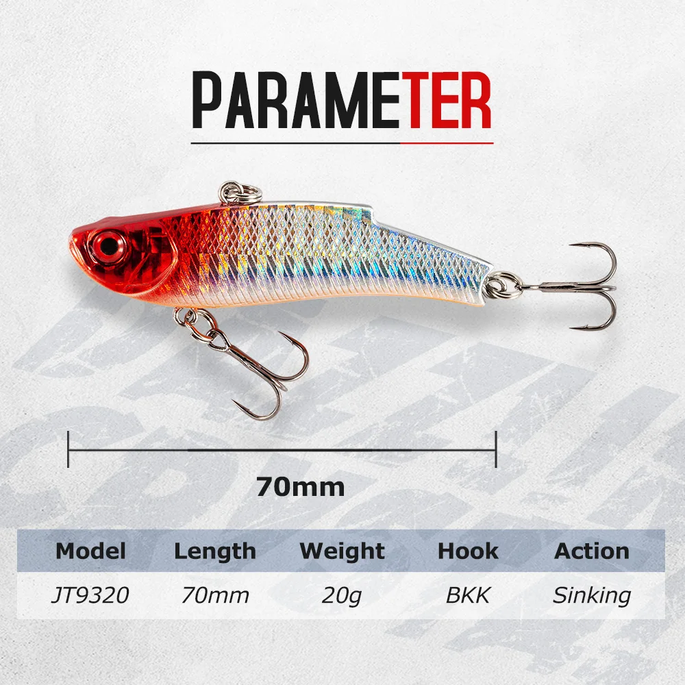 Señuelos de Pesca VIB de 70mm y 20g, cebos duros de hundimiento de fundición larga, Wobblers, vibración, JT9320 - imagen 2