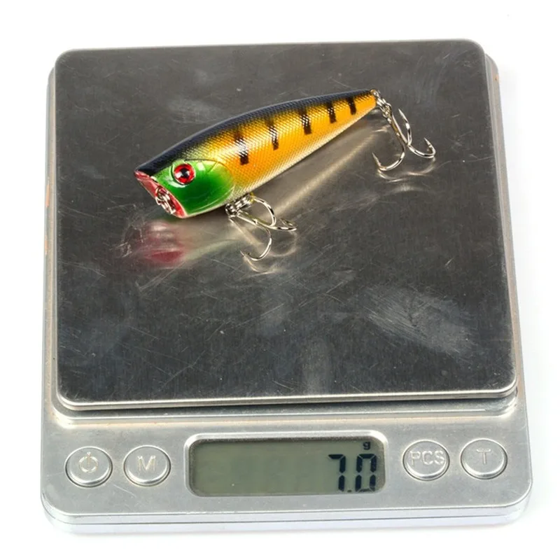 Señuelo de pesca piezas Popper, cebo duro Crankbait, 6cm/7g, señuelos flotantes, anzuelos triples - imagen 5