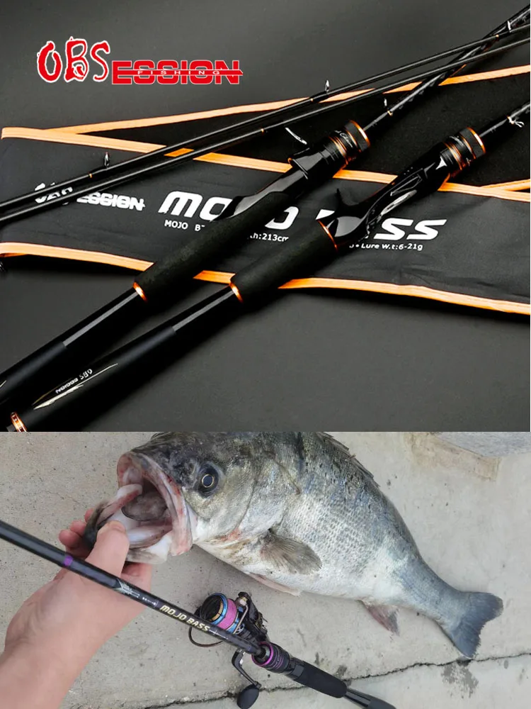 OBSESSION-caña de pescar de carbono ultraligera, aparejos de fundición giratoria, para carpas, baitcasting, 1,98 m, 2,13 m, L, M, ML, MH, 2 secciones - imagen 3