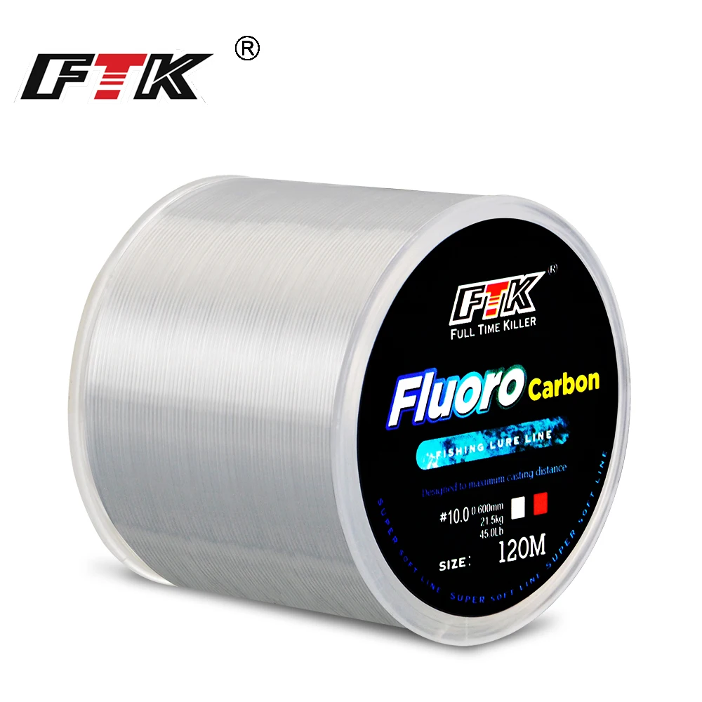FTK-sedal de pesca de 120m, 7,15LB-45LB, 0,2mm-0,6mm, proceso de tratamiento de revestimiento de fluorocarbono suave, superficie de carbono, moléculas de nailon - imagen 2