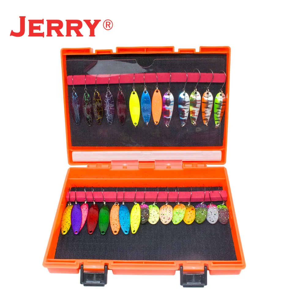 Jerry Kit de cuchara de trucha ultraligera, señuelos giratorios, purpurina, juego de Señuelos de Pesca, caja de aparejos de surtido - imagen 2