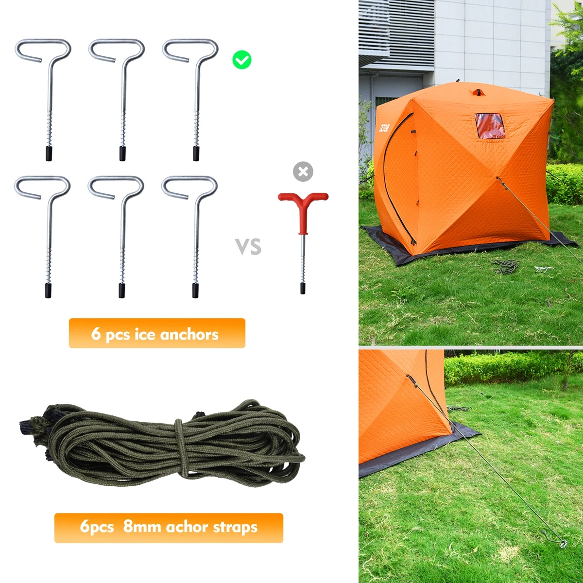 Goture-refugio portátil de pesca en hielo para 3-4 personas, tienda de campaña de invierno de apertura rápida, impermeable, a prueba de viento, tienda cálida de algodón para exteriores - imagen 4