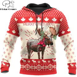 Navidad Reno 3D impreso Unisex Deluxe Sudadera con capucha Feliz Navidad hombres sudadera Zip pulóver chaqueta Casual chándal KJ0286