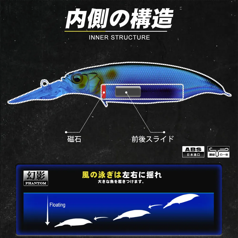 Señuelo de pesca D1 de labio largo, 80mm/11,5g, Wobblers rodante flotante, cebo duro magnético estable para pesca de lubina, aparejos de señuelo - imagen 3