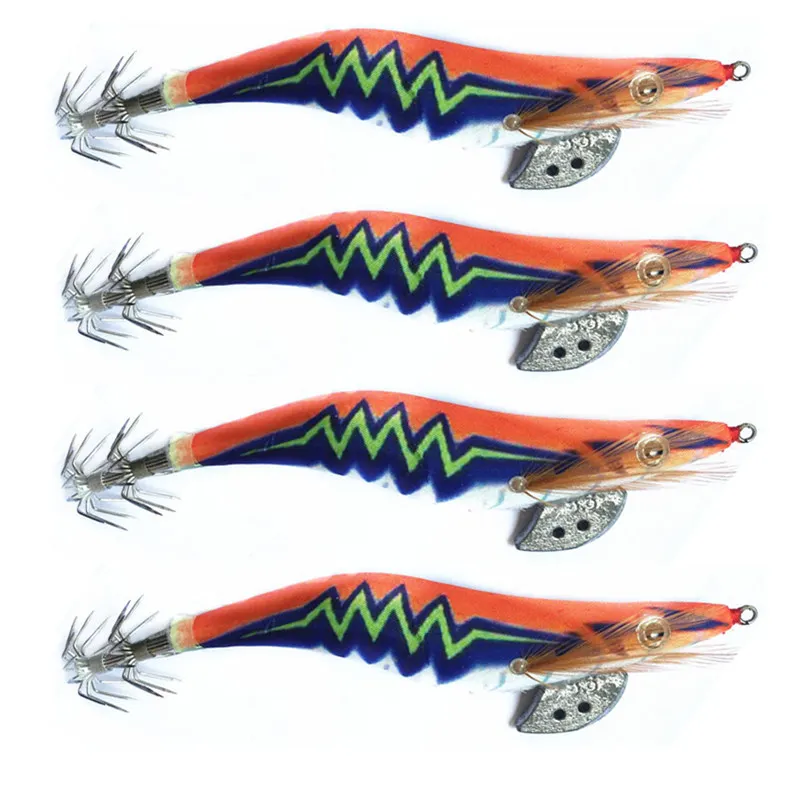Plantilla de calamar 3,5 de 4 piezas #   Plomo plomo calamar gancho jigs pulpo sepia camarones cebos ojos 3D señuelos luminosos