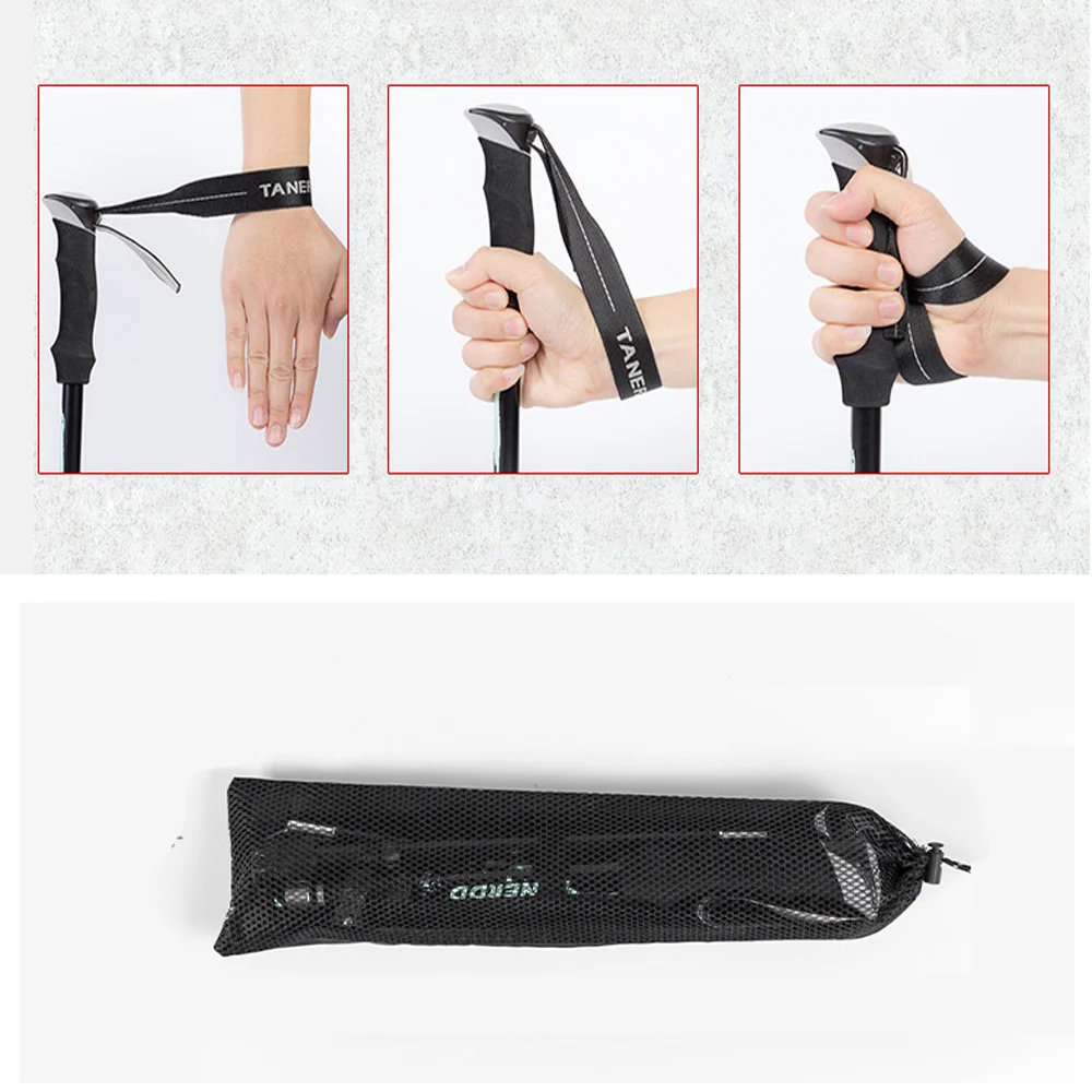 Bastones de senderismo plegables, portátiles, ultraligeros, ajustables, de carbono - imagen 5