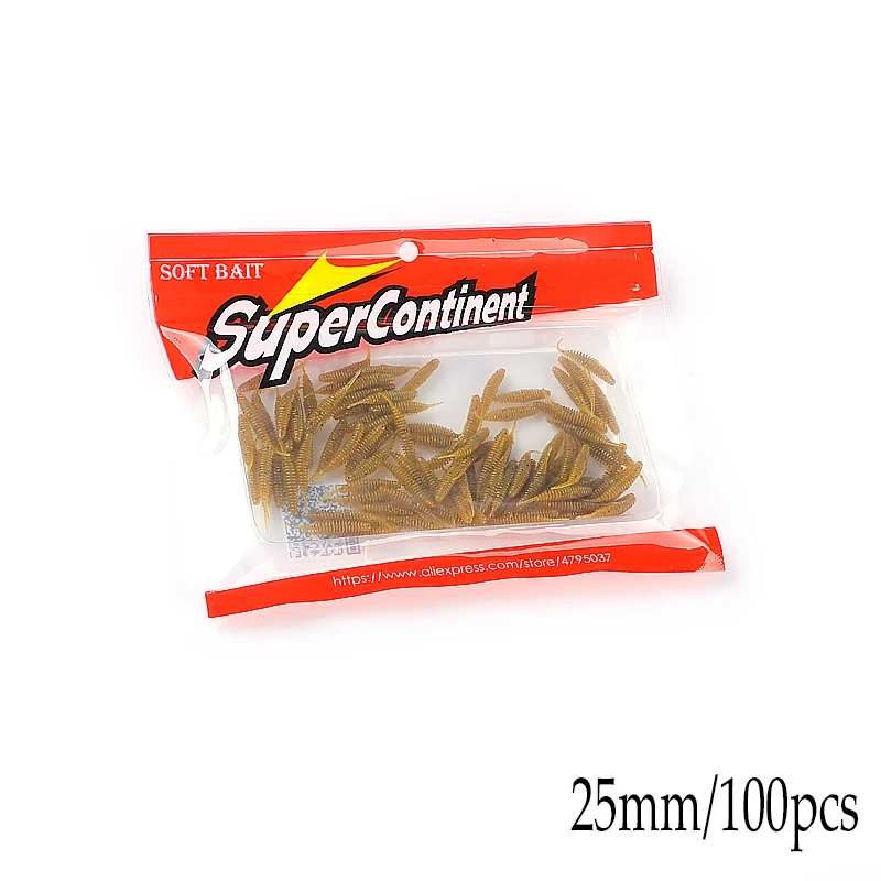 Cebo de gusano supercontinente, cebo suave Tanta 25mm/100 Uds., Señuelos de Pesca, Pesca de carpa, lubina, Isca artificial - imagen 2