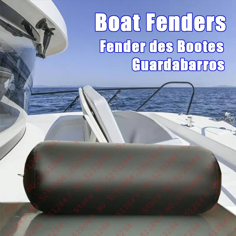 Guardabarros inflable para yate, parachoques negro con línea de suspensión, adaptador de válvula, Conector de boquilla, mango de válvula para acoplamiento, 12x22 pulgadas - imagen 3