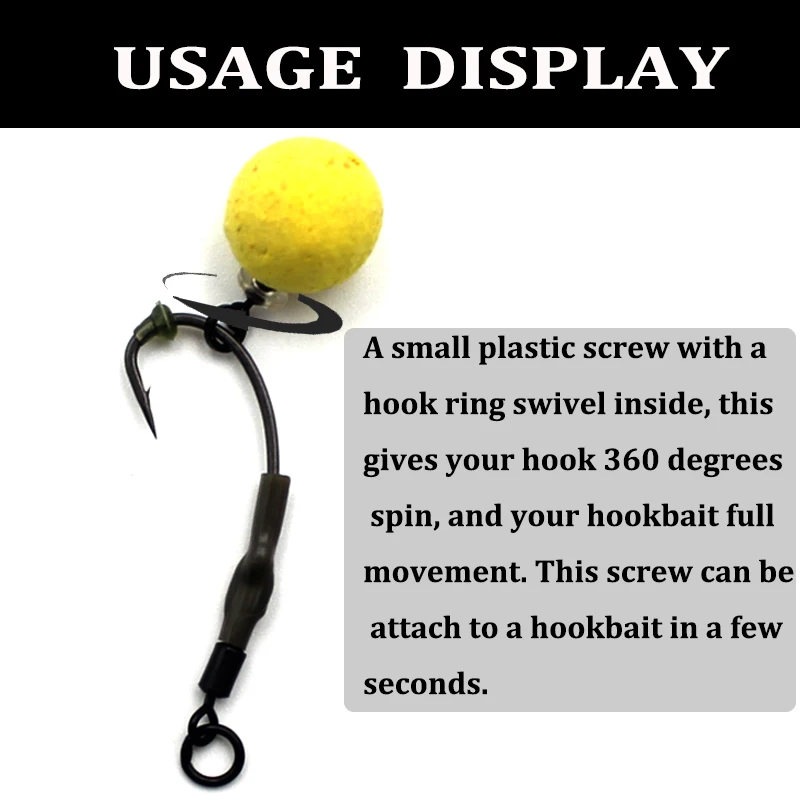 10 Uds. Clavija de tornillo Boilie con anillo giratorio para Ronnie Rig d-rig Chod Rig Terminal aparejos cebo soporte tornillo accesorios de pesca de carpa - imagen 4