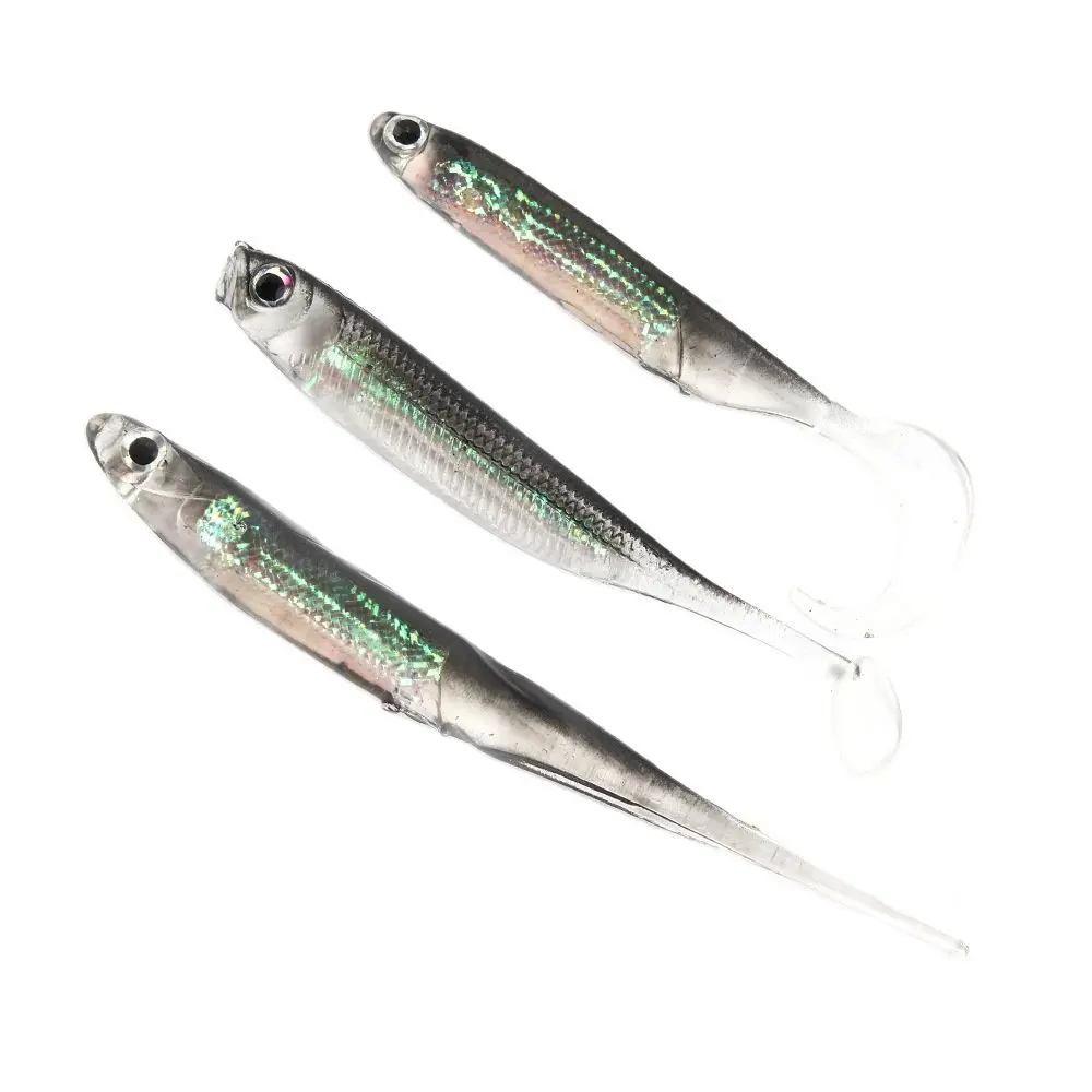 5 unids/lote cebo blando de pesca 7CM 7,5 CM 1,7G 2,3G 2,7G T cola de pez Señuelos de pesca Color arcoíris lentejuelas columpio pesca Spinner cebo - imagen 2