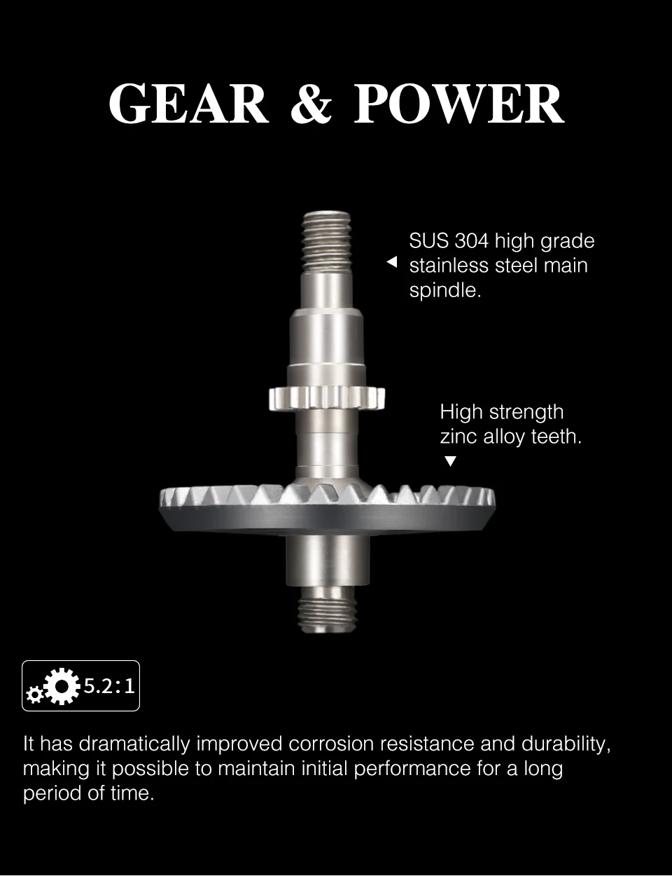Gear & Power Durabilidad y rendimiento mejorado con SUS 304 Huso principal de acero inoxidable de alto grado y dientes de fricción cero de alta resistencia