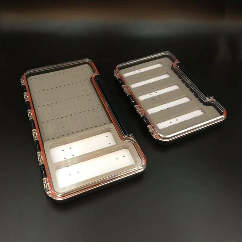 Caja de almacenamiento de plástico ABS para moscas, bolsillo pequeño/grande, transparente, resistente y duradero, para pesca con mosca de un lado - imagen 3