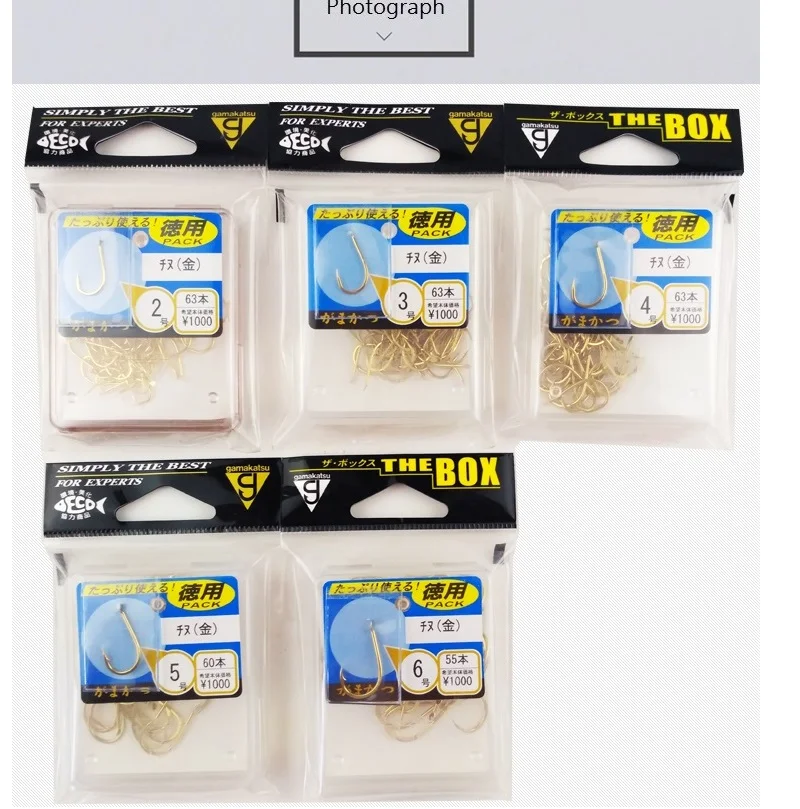 Anzuelo de pez Gamakatsu japonés de alta calidad, gancho de púas Taihai dorado, en caja - imagen 4