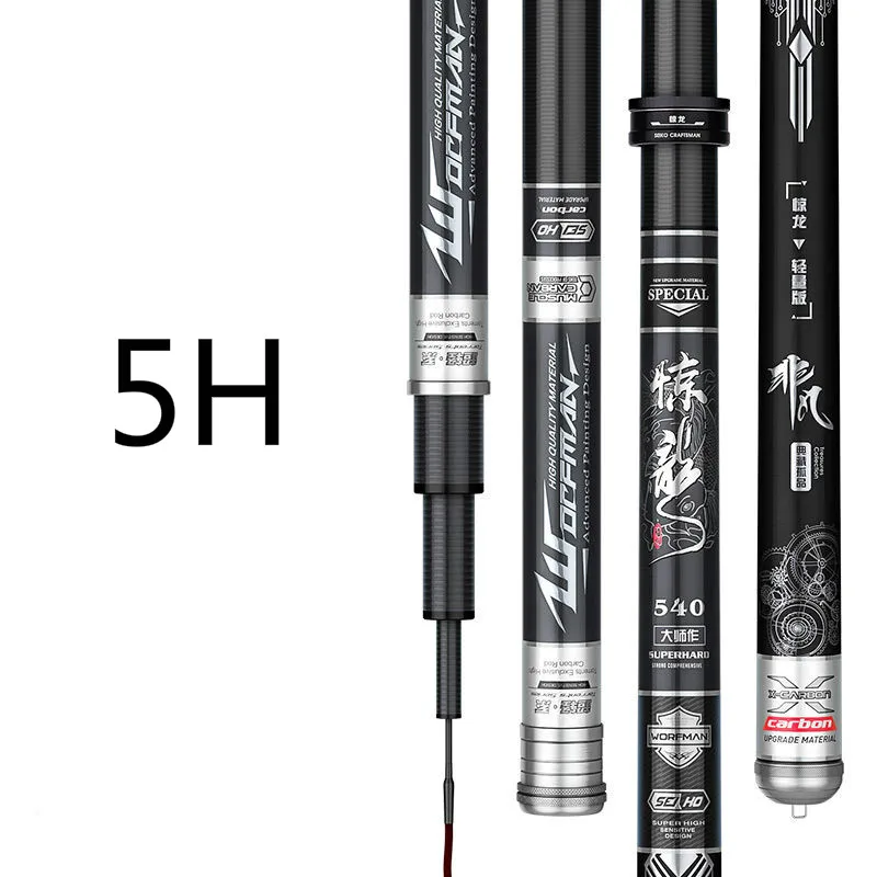 Caña De pescar telescópica De carbono, ultraligera, dura, para carpa, 4H, 5H, 6H, 3,6 m-10m - imagen 3