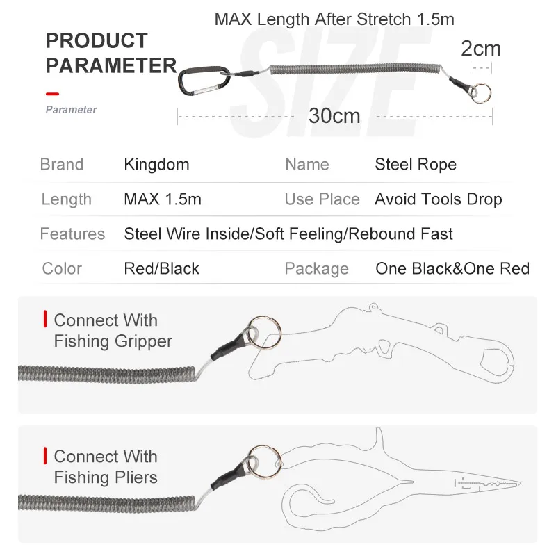 Kingdom Fishing Rope Strong Pull Lanyards Boating Retention String Ropes Camping Carabiner Secure Lock Fishing Tools Accessories - imagen 2