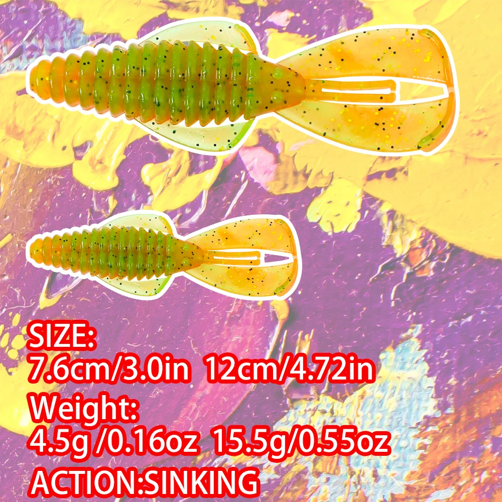 B & U RGBUG 76mm 120mm pesca señuelo suave Jig Wobblers Swimbait cebos de silicona camarones lubina perca señuelo Artificial Craws cebo - imagen 2
