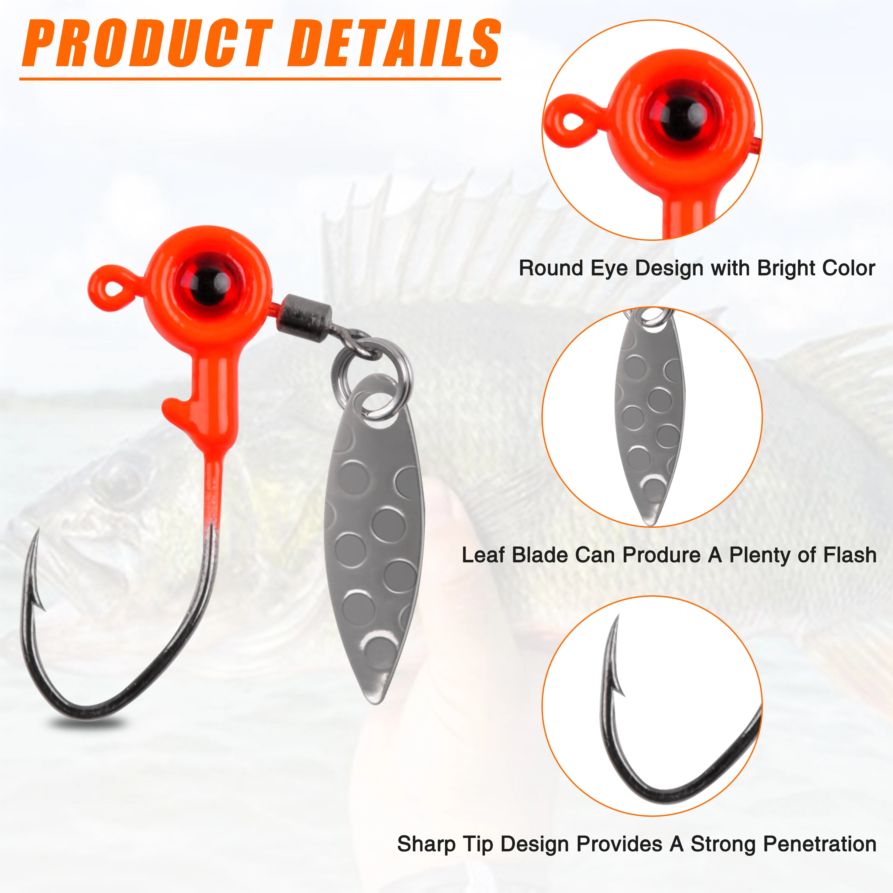 Plantilla de Señuelos de Pesca de agua dulce, 10 Uds., anzuelos pintados con bola de ojo, plantillas de pesca para Crappie de lubina - imagen 4