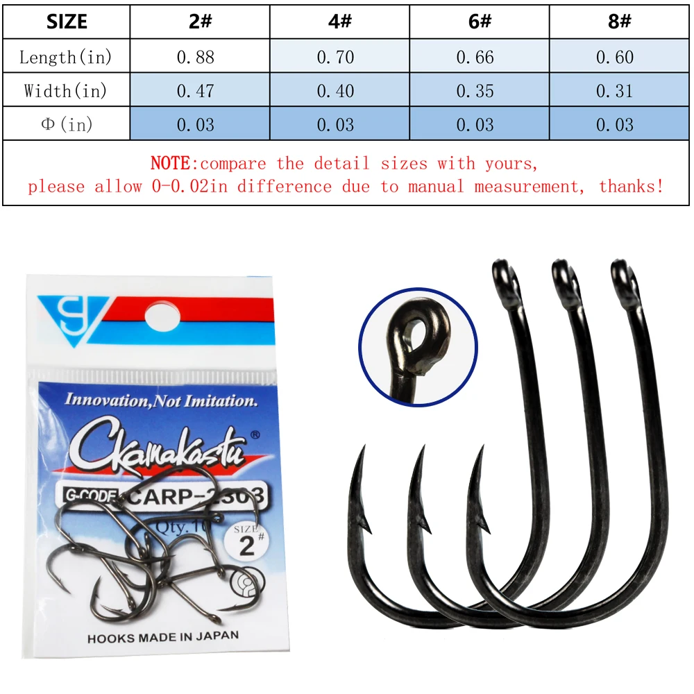 YN anzuelo ancho para carpa acero carbono barbilla micro negro mate - imagen 5