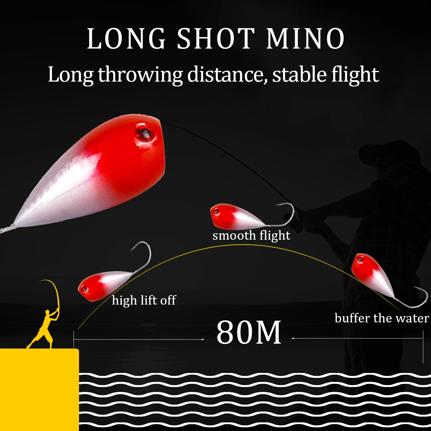 Señuelo de Pesca flotante Popper, cebos duros de plástico Artificial con un solo gancho, aparejos de Pesca, 8cm, 13g, 1 ud. - imagen 5