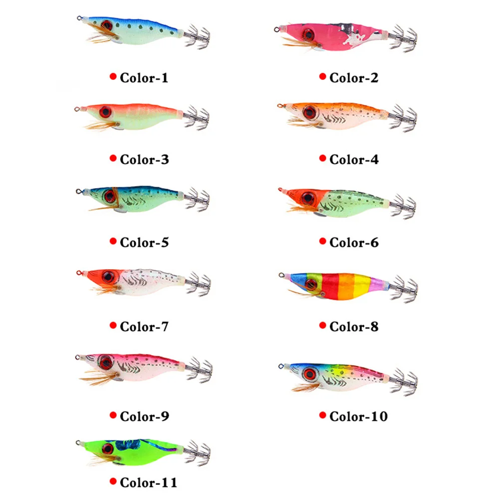 1 Uds 9,2g 10cm señuelo de calamar plantillas de camarones señuelo de madera señuelos de pulpo luminosos ojos 3D sepia cebo Artificial Jigging Fshing señuelo - imagen 5