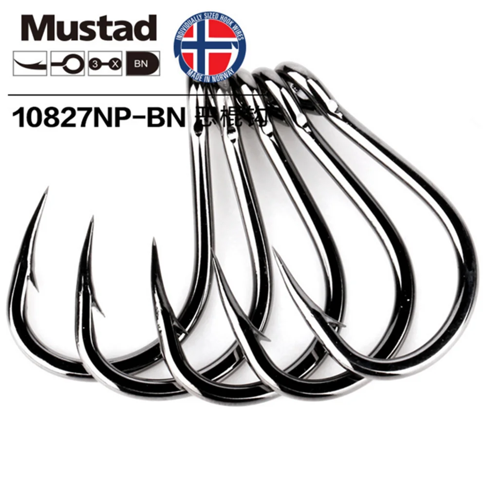 Mustad 10827np 4X anzuelos de Pesca fuertes en el océano profundo Pesca cebo vivo tablero de hierro con púas anzuelo Jigbait garra Anzol # 1/0-12/0 gancho - imagen 2