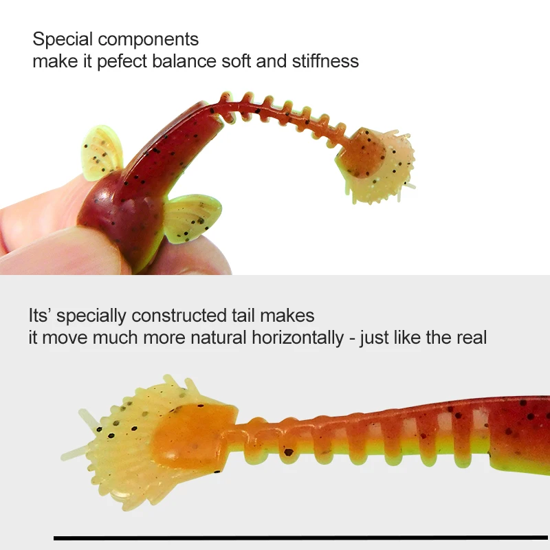 ESFISHING-Cebo de gusano para Pesca, salamandra, 55mm, 1,2g, 10 piezas, oscilante, biónico, Isca Artificial, el mejor aparejo de señuelo - imagen 5