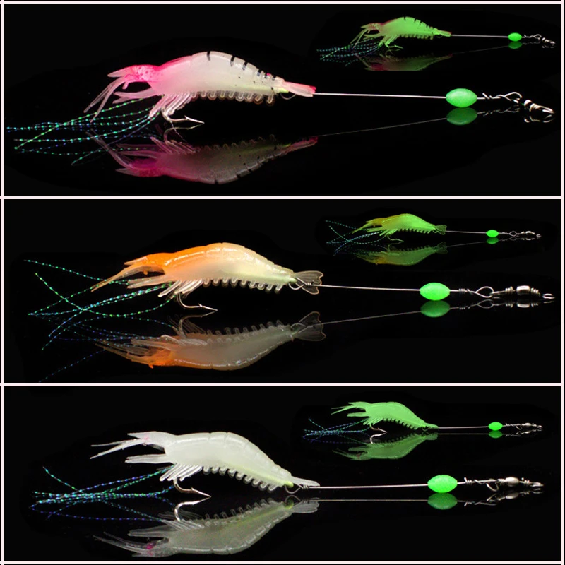 Señuelo de pesca de camarón Sabiki con simulación de anzuelo, cebo artificial luminoso, gel de sílice, agua dulce, 6g, 8cm, 1 pieza - imagen 5