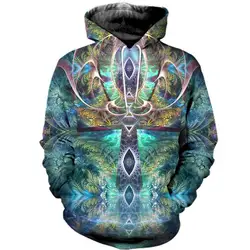 Sudadera capucha estampado 3D psicodélico hombre Harajuku