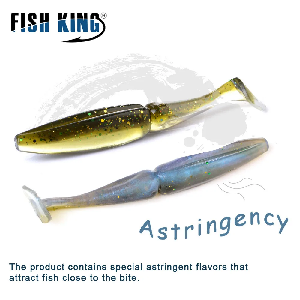 FISH KING-señuelo de pesca de silicona suave, 9-10,5 cm, cola en T, 6-10 Uds., cebos artificiales de goma, Wobblers para lubina