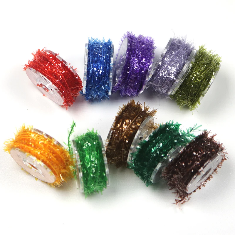 ICERIO-oropel de pesca con mosca, aparejo de línea Flash de cristal de chenilla, fabricación de cebo, serpentina de atado de moscas, Material surtido, 10 colores por juego - imagen 3