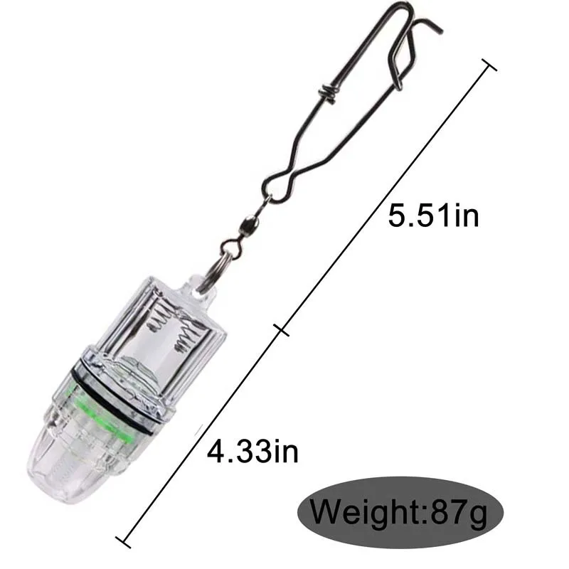 Lámpara de luz de pesca de gota profunda, señuelo de pesca de barco de color verde, cebo de luz LED de pesca de mar de atún con giros de pesca, 4 uds./lote - imagen 2