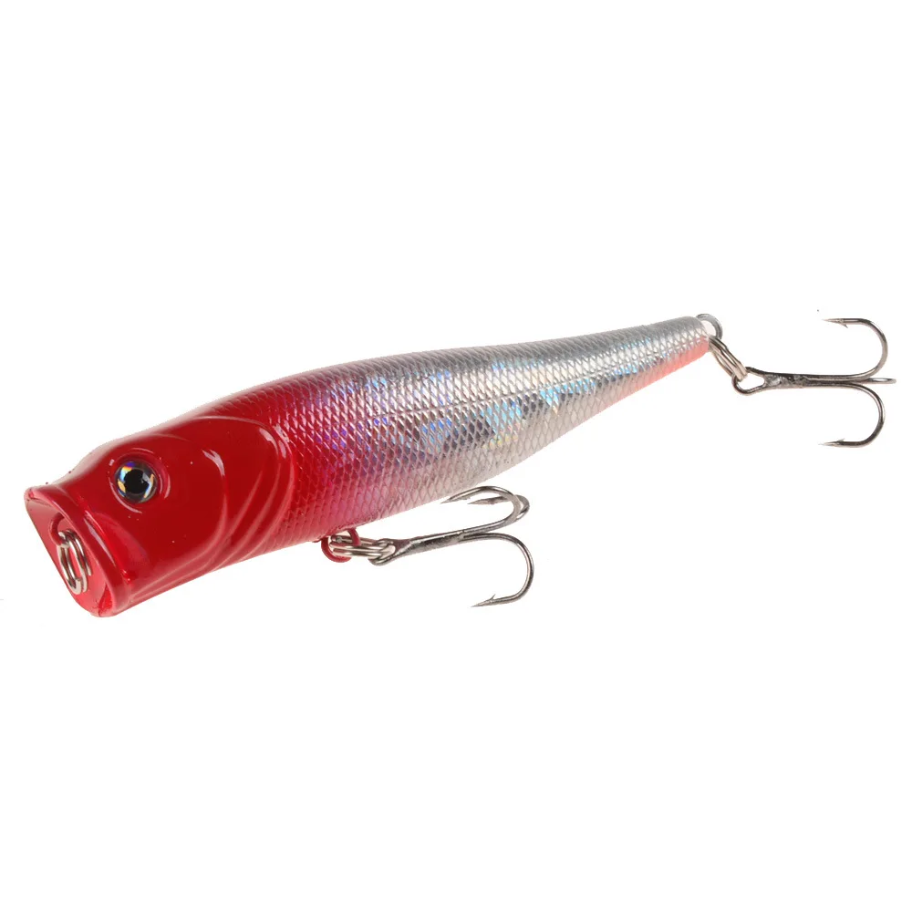 Señuelos de Pesca 8,5 cm 13,4g Topwater Popper, cebo duro de 6 colores, Wobblers artificiales, aparejos de pesca de plástico con ganchos 6 #