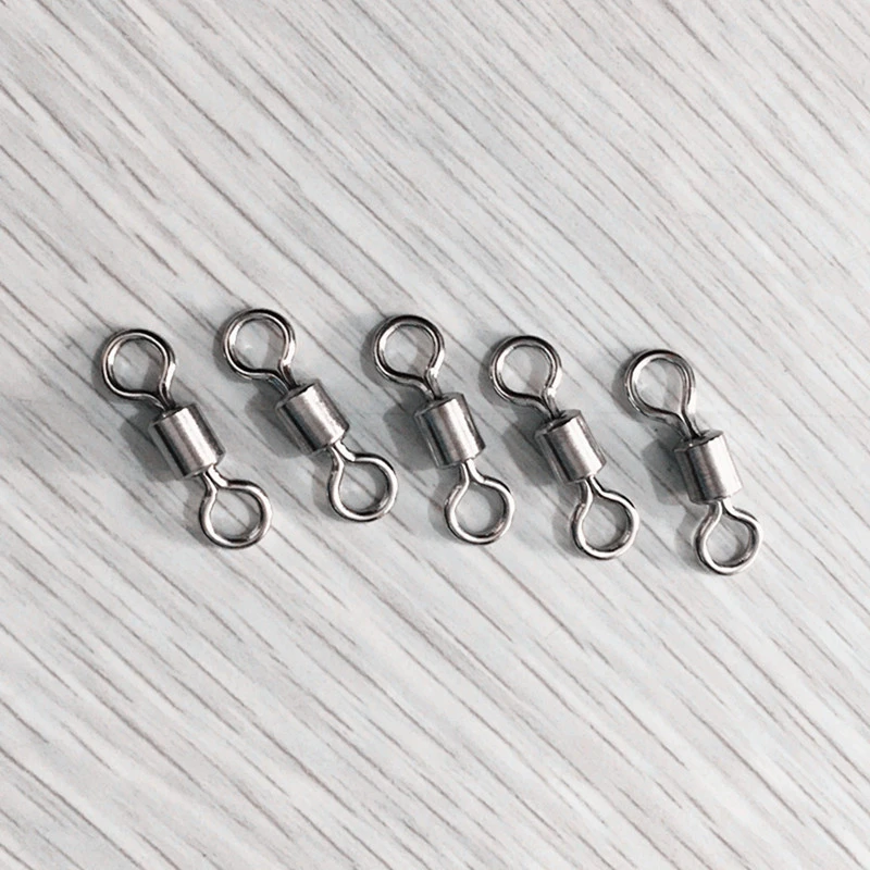 Conector giratorio de rodamiento blanco y plateado, anzuelo de cebo, accesorios de aparejos de Pesca de cobre, venta al por mayor