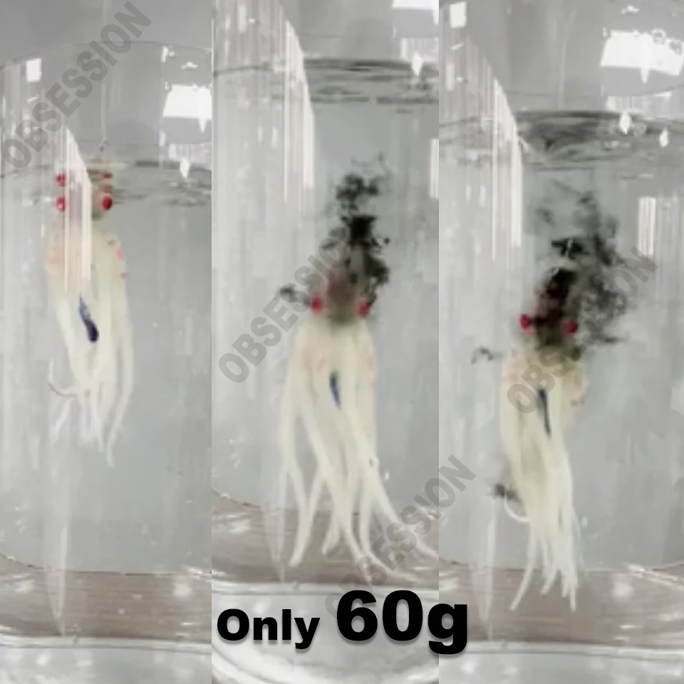 OBSESSION-anzuelo de calamar para pesca vertical, cebo suave de 60g, UV, luminoso, lento hundimiento, Jigging - imagen 2