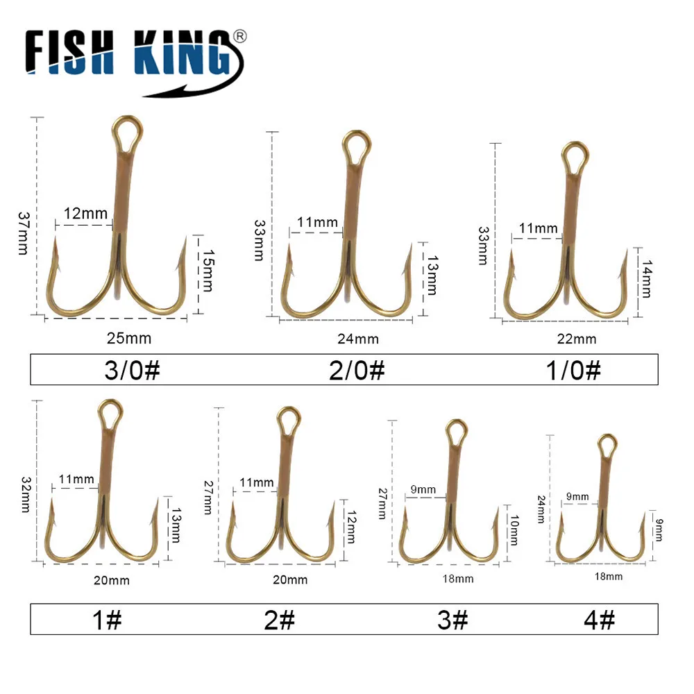 FISH KING-anzuelo de señuelo de carbono de acero alto, anzuelos triples volteados, súper afilados, redondos, para lubina, 20 unids/lote por paquete - imagen 4