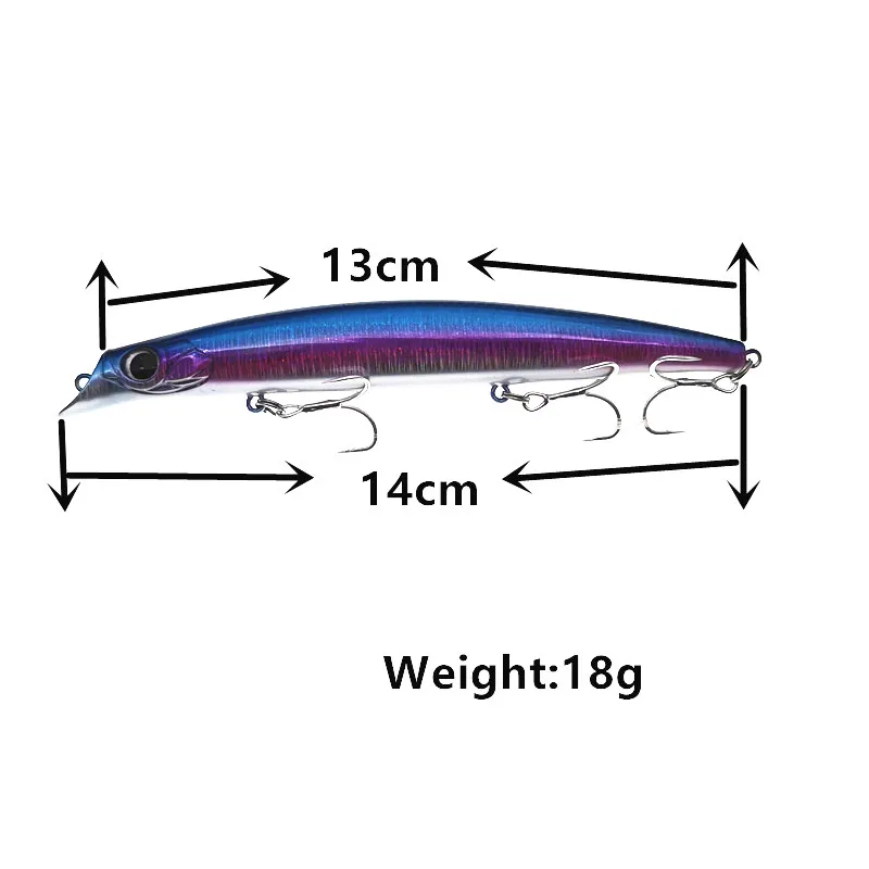 Swolfy-señuelo de pesca de 140mm/18g, anzuelos de cebo biónico duro flotante, pez giratorio de tiro largo - imagen 3