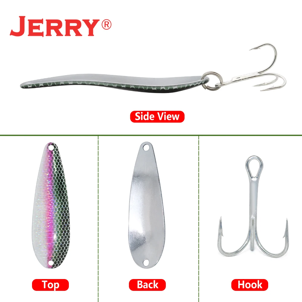 Jerry Coma-Kit de Señuelos de Pesca de cuchara de Metal, señuelos duros giratorios Multicolor de 7g para trucha, Lucio, aparejos de Pesca - imagen 4