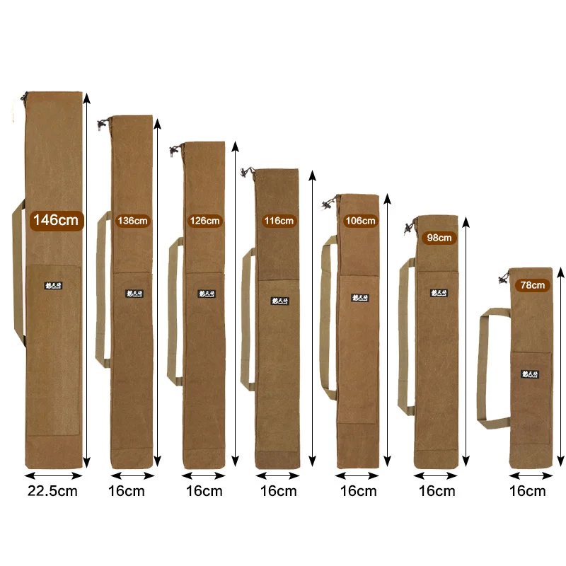 Bolsa de almacenamiento de caña de pescar portátil de 146cm, aparejo de tubo de lona, herramienta de pesca de espesor, organizador de transporte, accesorios, bolso de hombro X508G - imagen 2