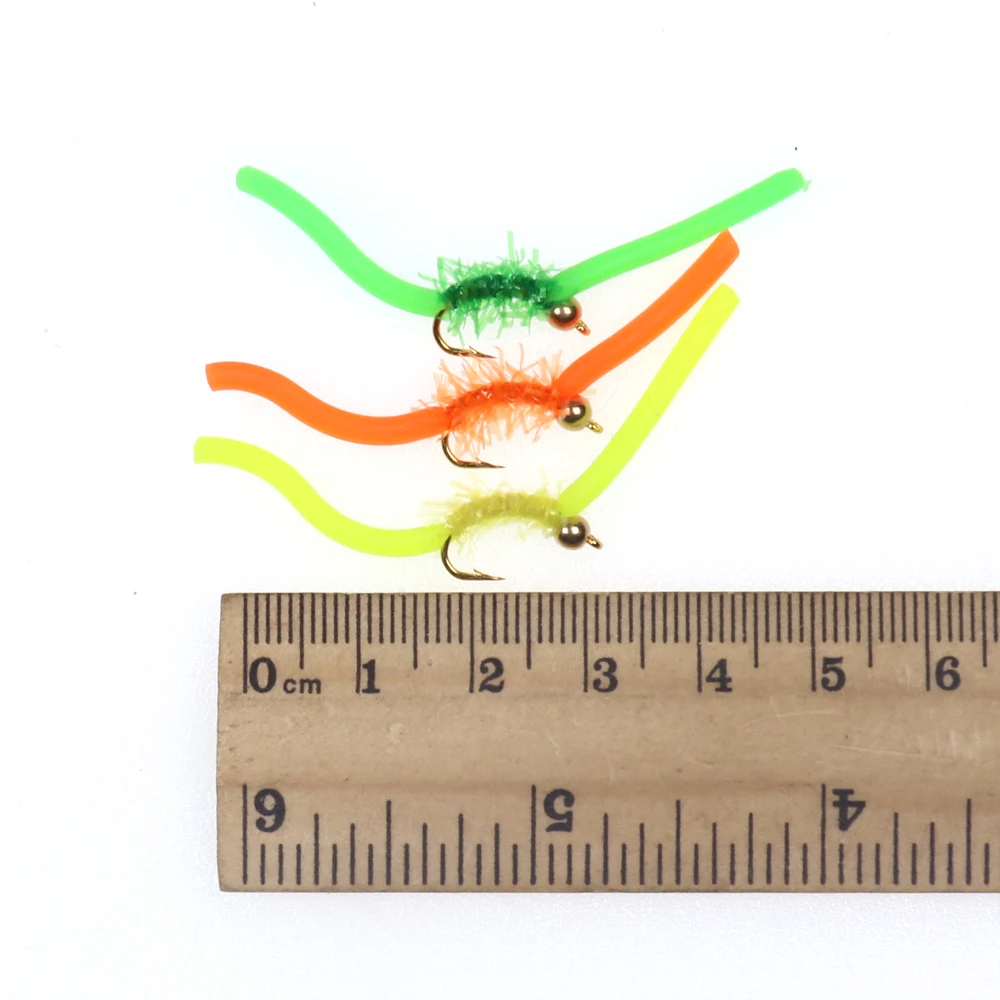 Bimoo 10 unidades/tamaño de caja # 10 gusanos blandos de colores brillantes, mosca de trucha, gusano de San Juan, lombriz de tierra, mosca atada a mano para trucha, grayling, etc. - imagen 2