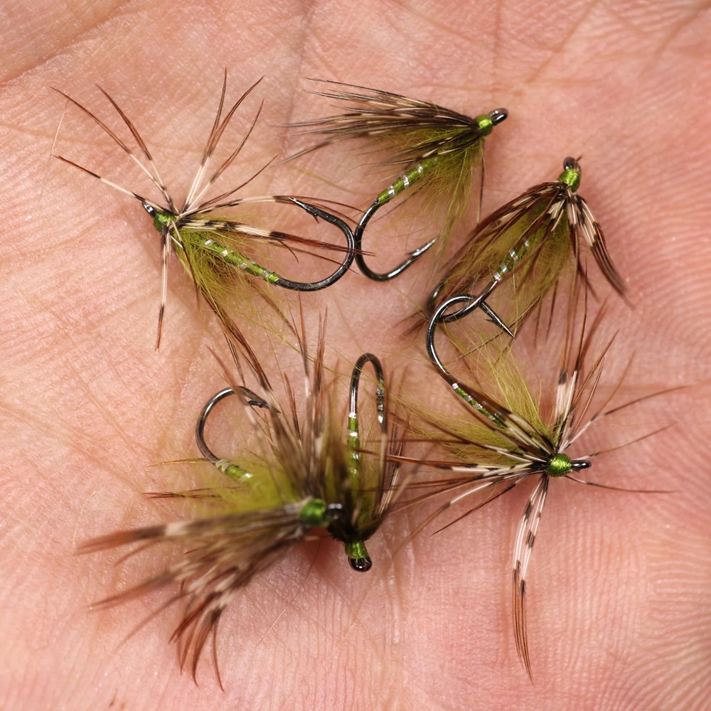 ICERIO 6 uds suave Hackle mosca húmeda Tenkara Ninfa mosca atado gancho trucha pesca mosca señuelo cebos # 12