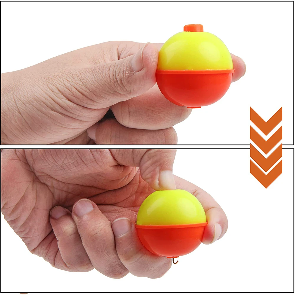 Flotador de pesca a presión, boya redonda de ABS duro con botón, accesorios de aparejos de pesca, 5 uds. - imagen 5