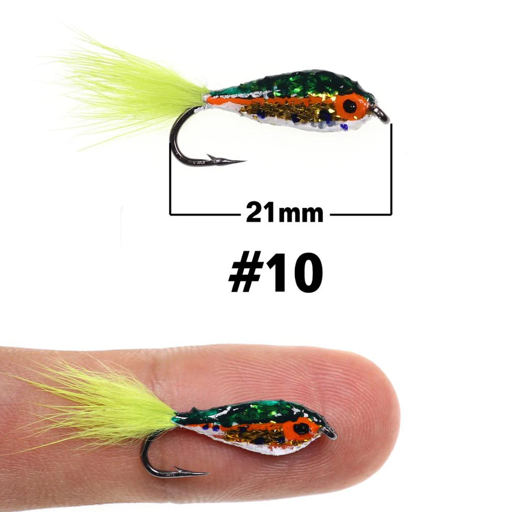Bimoo 4PCS # 4 # 10 Epoxy Minnow Streamer Fly 6 colores trucha pesca con mosca cuchara cebo señuelo - imagen 5