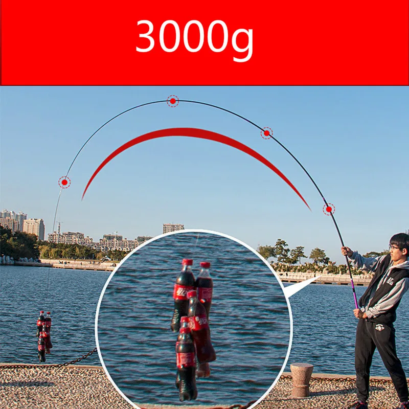 Caña De pescar De fibra De carbono para carpa, caña De pescar superdura De Taiwán De 3,6 m-7,2 m, 60T, negra - imagen 5